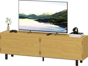 HOMCOM 180 cm TV-állvány — natúr fa hatás, akár 208 cm (82 colos) TV-hez, 4 nyomásra nyíló ajtó | Aosom