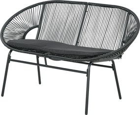 Outsunny 2 személyes Acapulco kerti szék karfával, párnákkal és acél vázzal - 260 kg teherbírással, erkélyre, teraszra, udvarra - 132x72x83 cm | Aosom