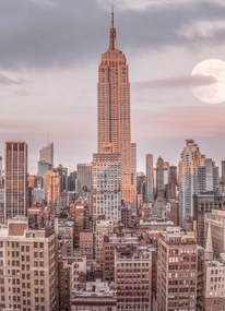 Poszter 20,5x28,4cm Empire State Building Manhattan panorámával New York,