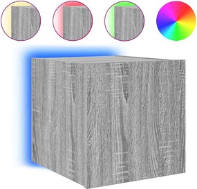 vidaXL szürke sonoma színű fali TV-szekrény LED-ekkel 30,5x35x30 cm