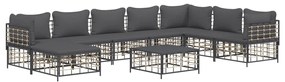 9 részes antracitszürke polyrattan kerti ülőgarnitúra párnákkal
