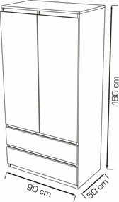 Washington Gardróbszekrény Fehér 90 cm