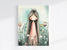 Vászonkép Canvas Kislány Hercegnő Kert Virágok Tavasz 75x100