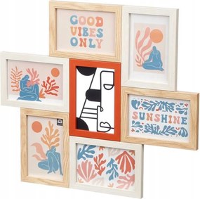 Huit képkeret 6 fényképhez piros/bézs/fehér