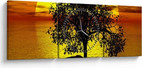 Egy fa sziluettjének képe (órával) (90x30 cm)