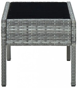 szürke polyrattan kerti asztal 75 x 40 x 37 cm