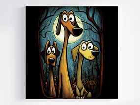 Poszter Vicces Kutyák Trió Kutya Éjszaka Hold Barátság 80x80