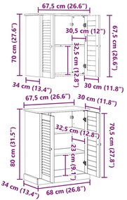 Fürdőszoba bútor szett polcokkal 2 pcs Barna 67.5 x 34 x 80 cm