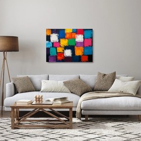 Üveg kép - Színes négyzetek festménye (70x50 cm)