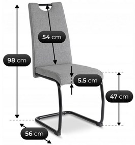 Szánkótalpal Étkezőszék Szürke/Fekete Színben. LOPEZ