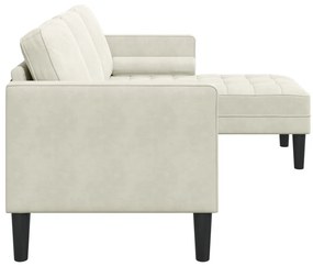 Kerti Kanapé Pad és Párnák L-Alakú Krém Bársony, L-alakú Kanapé Krém 173x131x67 cm Bársony, Pad Krém 113 cm Bársony