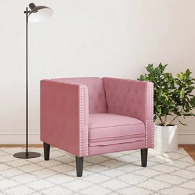 rózsaszín bársony Chesterfield kanapéfotel