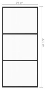 Fekete ESG üveg és alumínium tolóajtó 90 x 205 cm