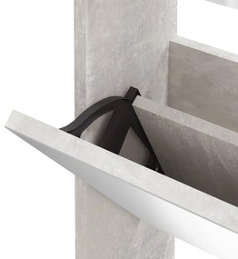 betonszürke 3 szintes cipőszekrény tükörrel 63 x 17 x 102,5 cm