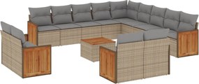 vidaXL 14 részes bézs polyrattan kerti ülőgarnitúra párnával
