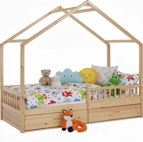 Montessori ágy, 90x200, természetes, tömör, BIANKA