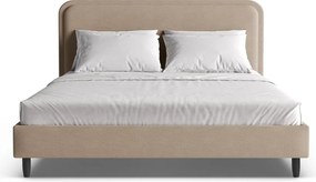 Szürkésbézs kárpitozott franciaágy ágyráccsal 160x200 cm Aveline – Micadoni