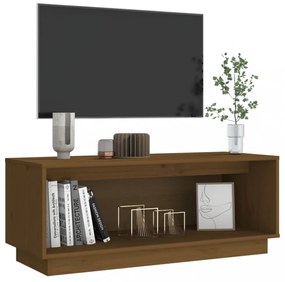 mézbarna tömör fenyőfa TV-szekrény 90x35x35 cm
