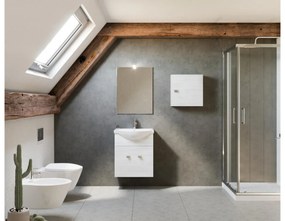 Zaffiro 55cm-es két ajtós fürdőszobaszekrény fehér tölgy + mosdó