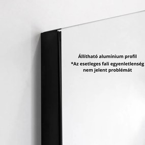 Stuxi Roma Black 70x80 aszimmetrikus kétszárnyú nyílóajtós zuhanykabin 6 mm vízlepergető biztonsági üveggel, matt fekete