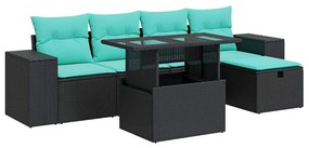 vidaXL 6 részes szürke polyrattan akácfa kerti ülőgarnitúra párnákkal