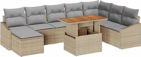 vidaXL Kert étkező szett párnával 9 pcs Barna és szürke