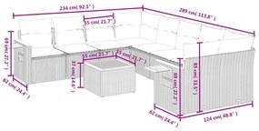 9-részes bézs polyrattan kerti ülőgarnitúra párnákkal