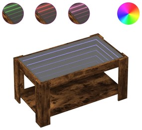 Füstös tölgy szerelt fa dohányzóasztal LED-del 93 x 53 x 45 cm