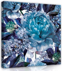 Vászonkép 40x40 Bazsarózsa kék virágok elegancia luxus nyugalom romantika természet