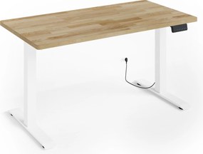 Elektromos íróasztal állítható Bim natúr tölgy furnér 140x70 fehér/tölgy