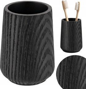 Fogkefe Bögre Fogkrém fürdőszobai rendszerező fekete fa utánzat