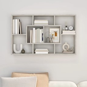 betonszürke szerelt fa fali polc 85 x 16 x 52,5 cm