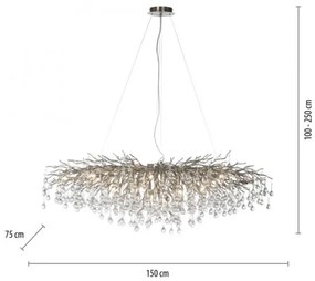 Paul Neuhaus 2031-55 - Csillár zsinóron ICICLE 15xG9/40W/230V 75x150 cm króm