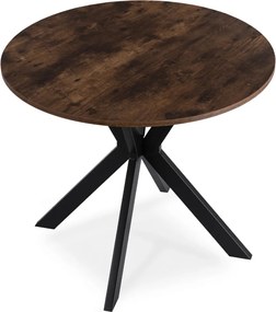 Kerek Étkezőasztal Rusztikus Tölgy/Fekete Színben. LAUREN 90 cm