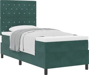 vidaXL Boxrugós ágy matracmal Sötétzöld 100 x 200 cm szövet