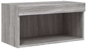 8 darab szürke sonoma színű szerelt fa fali TV-bútor LED-del