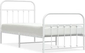 vidaXL fehér fém ágykeret fej- és lábtámlával 90 x 190 cm