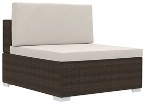 3 részes barna polyrattan kerti kanapészett párnákkal