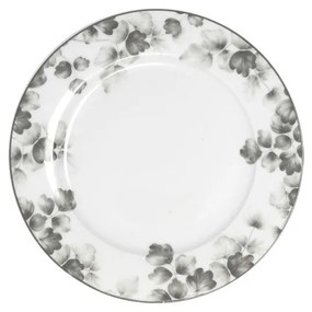 Fehér-világosszürke porcelán desszertes tányér készlet 6 db-os ø 19 cm Foliage gray – Villa Altachiara