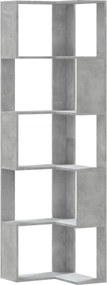 vidaXL 5 szintes betonszürke szerelt fa sarok könyvespolc 50x50x179 cm