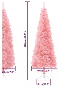 rózsaszín vékony fél műkarácsonyfa állvánnyal 120 cm