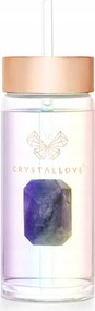 Crystallove Üveg kulacs ametiszttel és szívószállal 400ml hologram