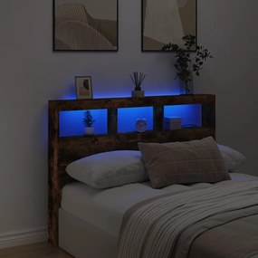 füstös tölgy színű áthidalószekrény LED-ekkel 140x17x102 cm