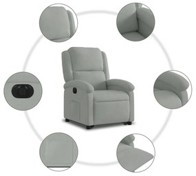 elektromos felállást segítő világosszürke bársony fotel