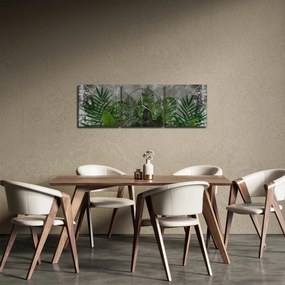 Kép - Betonfal növényekkel (órával) (90x30 cm)