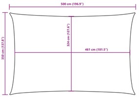 antracitszürke téglalap alakú oxford-szövet napvitorla 3,5x5 m