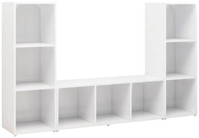 3 db fehér szerelt fa TV-szekrény 107 x 35 x 37 cm