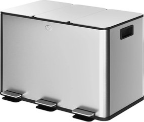 HOMCOM 3 Részes Konyhai Szemetes 3x10L Rozsdamentes Acél Konyhai Kuka Soft-Close Fedéllel és Kivehető Belső Rekeszekkel Élelmiszerhulladék Újrahasznos