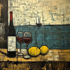 Canvas Vörösbor Citrom Tengeri Tájkép Vászonkép 80x80