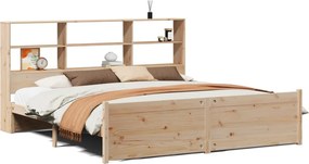 vidaXL tömör fenyőfa könyvespolcos ágy matrac nélkül 180 x 200 cm
